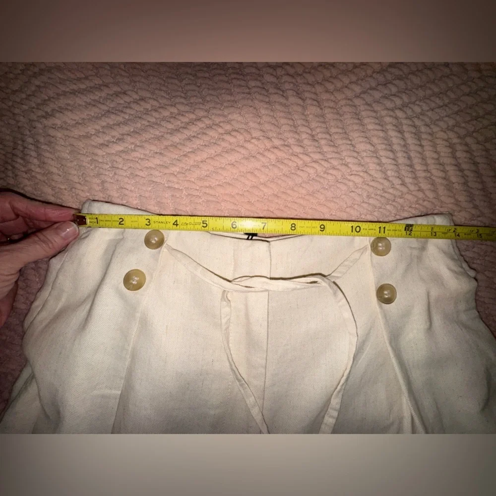 Zara Cotton Linen Blend Pleated Tie-Front Pants | Size Small | NWT